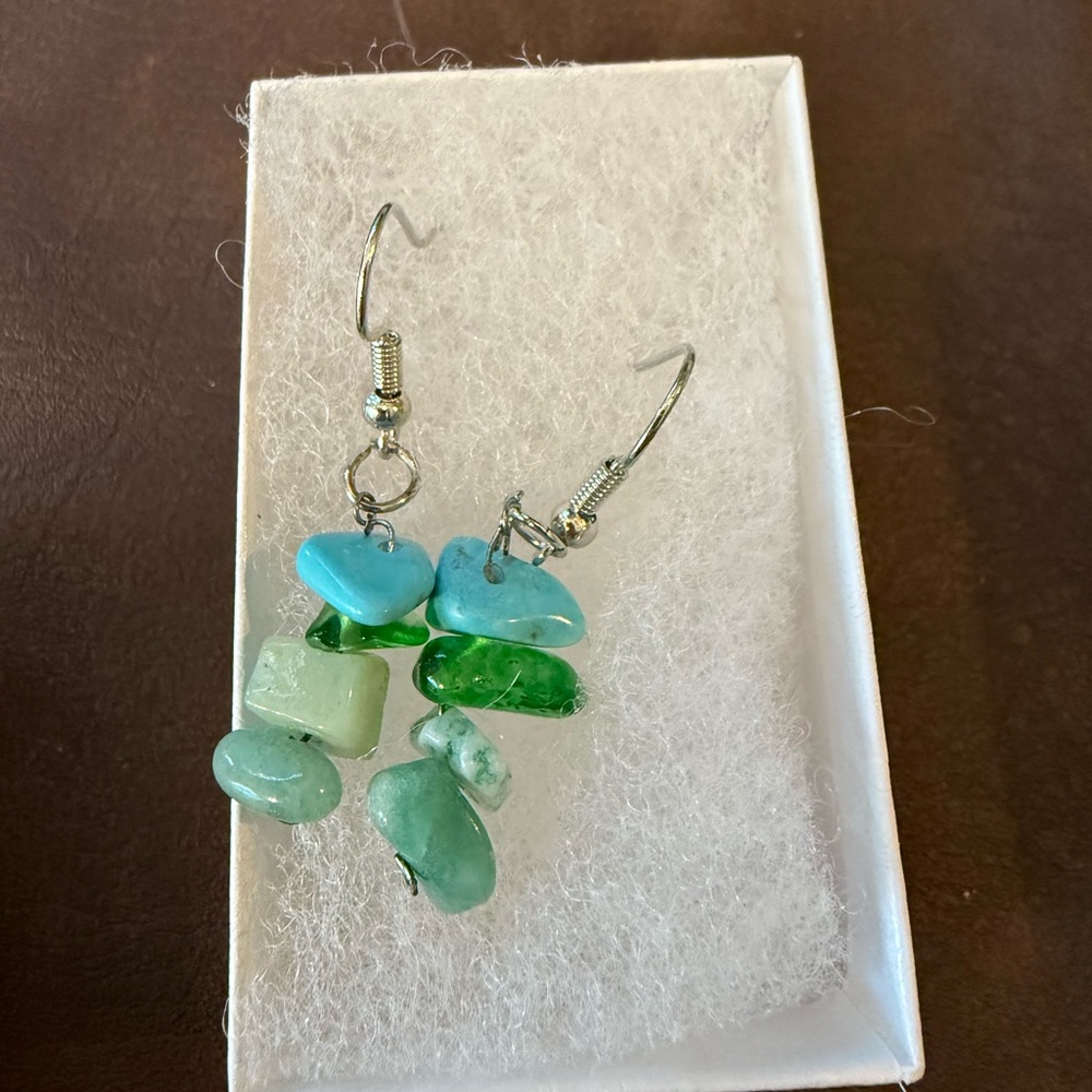 Green and Blue Dangle Earrings